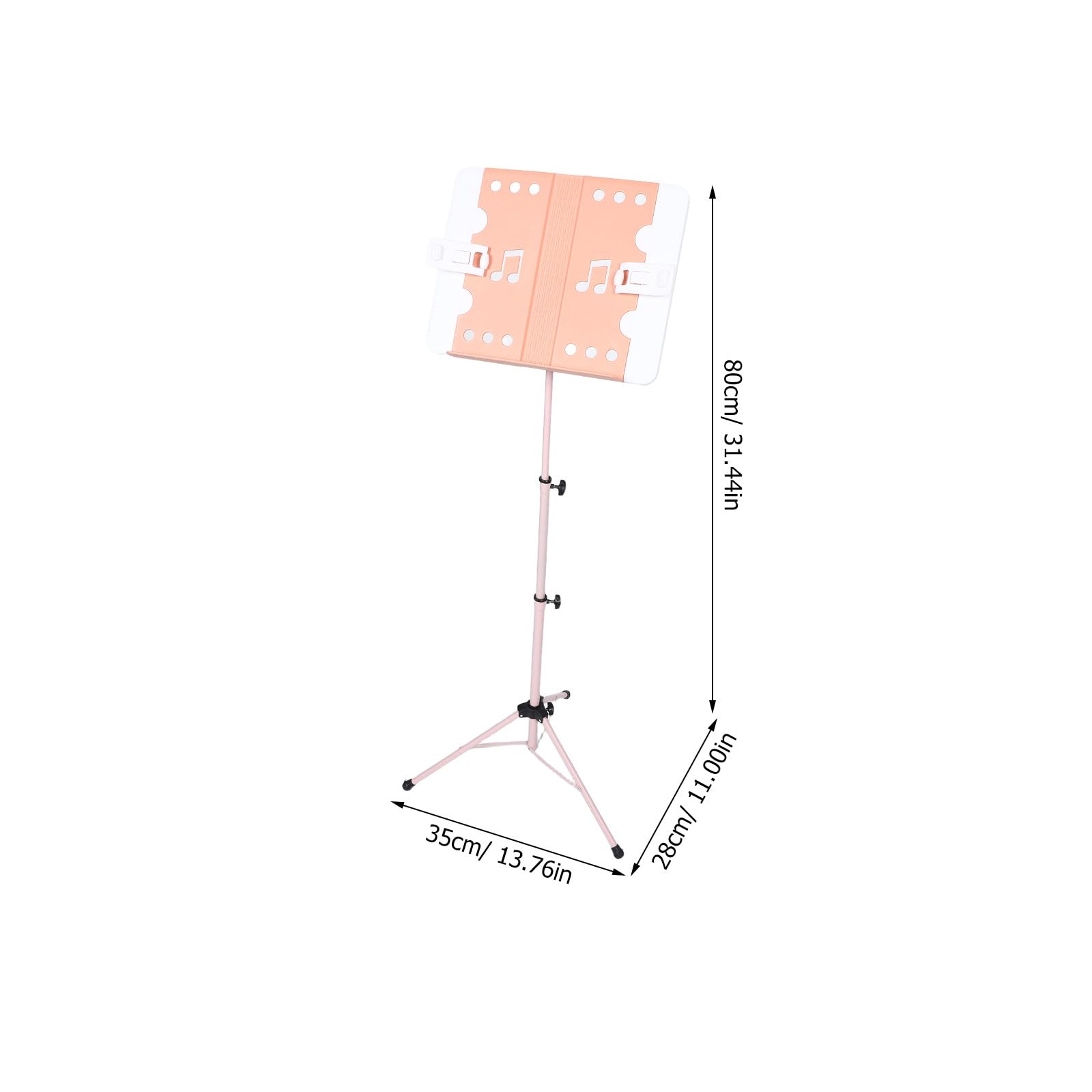 Leggio Pieghevole Rosa Regolabile per Spartiti Musicali | Altezza 11, 81-52, 36 Pollici, Inclinazione 0°-90°, Plastico, Anti-scivolo e Portatile