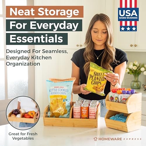 Potato and Onion Storage Bin – Stackable Ventilated Bamboo Storage System for Kitchen Counter or Pantry – Multi-Level Produce Organizer for Garlic, Fruits & Vegetables - Image 5