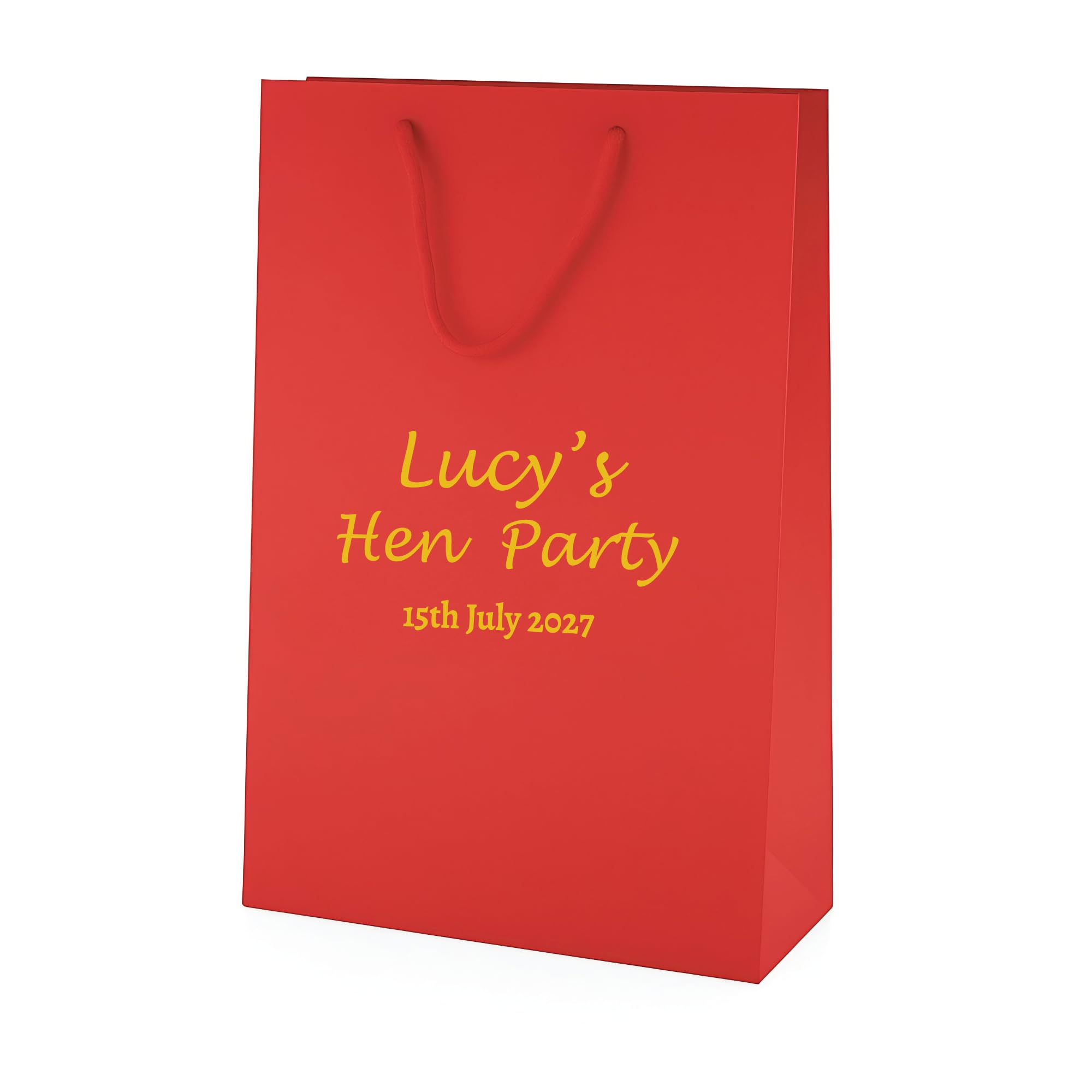 COOKIES AND KOALAS Personalised Foil Hen Party Gift Bag – Medium Tall 25×36×10 cm – Red – Custom Name & Message – Luxury Hen Do & Stag Do Party Bag with Gold or Silver Foil Print