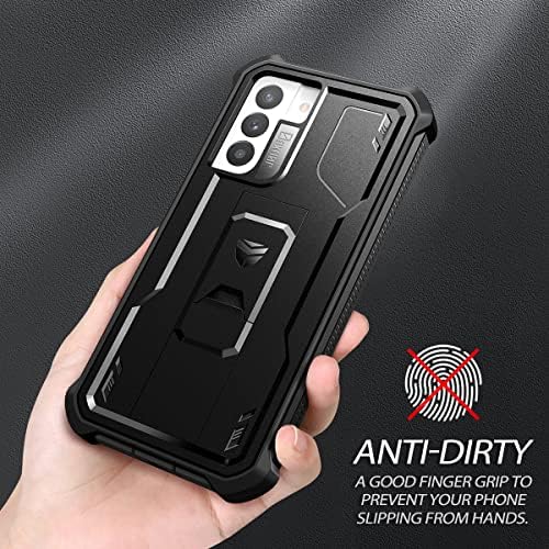 Dexnor Compatible with Samsung Galaxy S21 FE 5G Case 6.4 Inch (Not Fit Galaxy S21) with Built-in Screen Protector Military-Grade 360 Full Body Shockproof Bumper Protection Cover with Stand - Black
