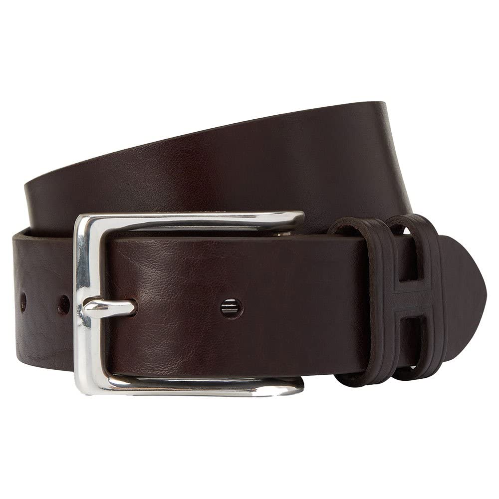 HACKETT LONDON mens TACK STITCH H KEEPER Belt, 878BROWN, 34