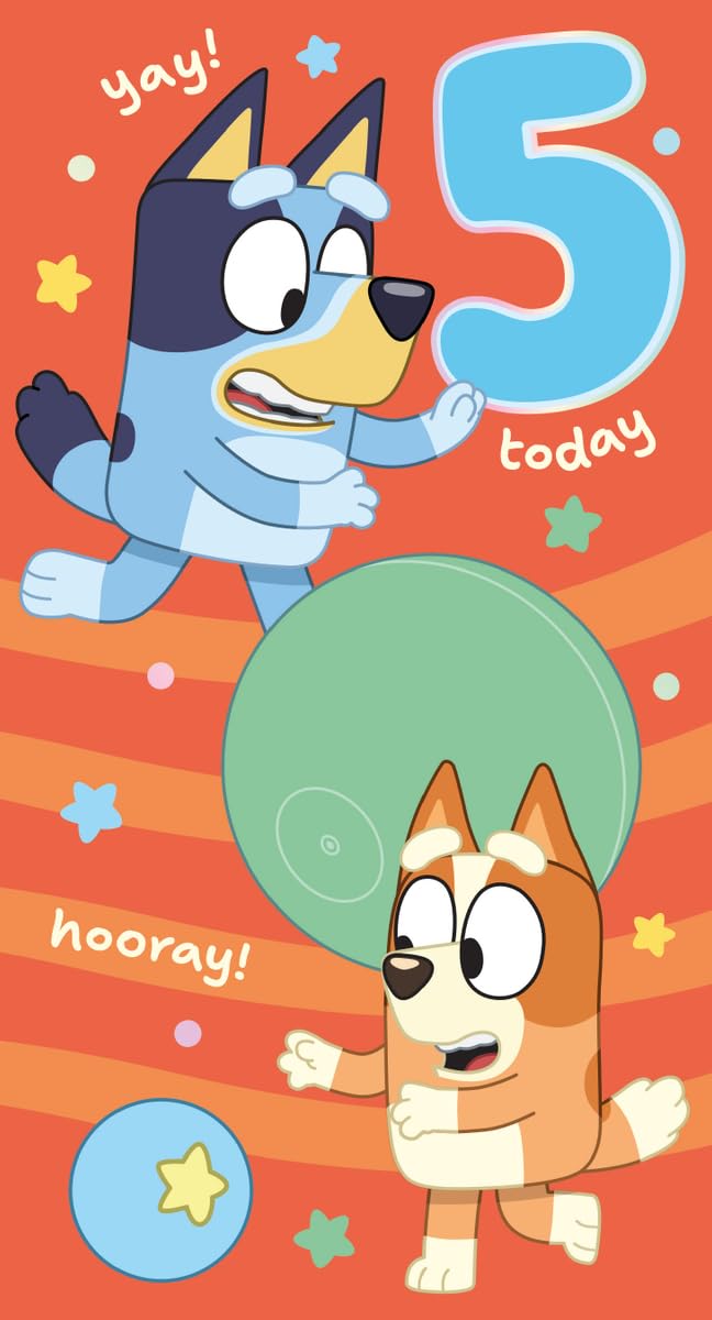 BLUEY BIRTHDAY CARD AGE 5, BLUEY 5TH BIRTHDAY CARD FOR BLUEY LOVERS