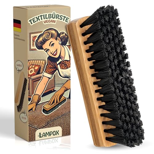 lampox - Textilbürste für die schonende Trocken- und Feuchtreinigung gegen Felcken Schmutz Tierhaare Polsterbürste Teppich Autositze Textil Polster Kleiderbürste Reinigungsbürste