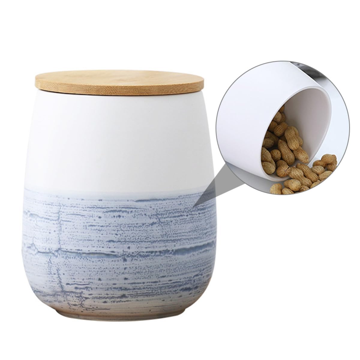 Alipis Barattolo di Ceramica Grande con Coperchio in Legno Sigillato Contenitore per la Conservazione Alimentare in Cucina Vaso per Caramelle e Alimenti Freschi Adatto per Casa e