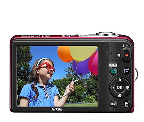Nikon Coolpix L30 20.1 Mp Digital Camera With 5X Zoom Nikkor Lens And 720P Hd Video (Red) (Discontinued By Manufacturer) #TOP4