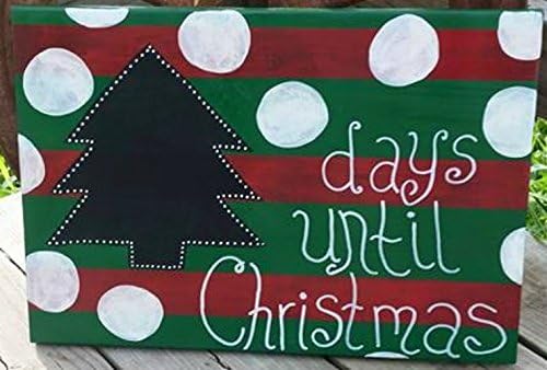 Christmas Countdown Sign - Christmas Chalkboard Countdown Sign - Hand Painted Wooden Sign - Holiday Wall Decor - Wooden Chalkboard Sign