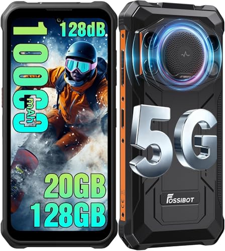 FOSSIBOT F110Pro 5G Rugged Phone Android 15, 128dB Louder Speaker, 10000mAh Battery Rugged Smartphone Unlocked, MTK Dimensity 6300+, 20GB+128GB/2TB Cell Phone, 6.745