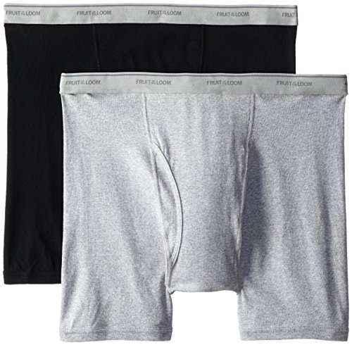 Fruit of the Loom Men's Big Man Black/Gray Boxer Brief(Pack of 2)