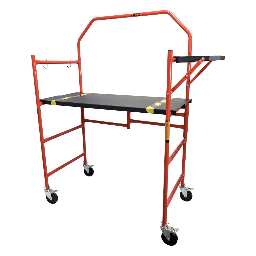Echafaudage roulant - Pliable sur Roulettes - Hauteur de travail 85cm - Acier - 226kg