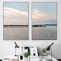 2 Piece Framed Canvas Wall Art Coastal Beach Canvas Prints Home Artwork Decoration for Living Room,Bedroom - 16