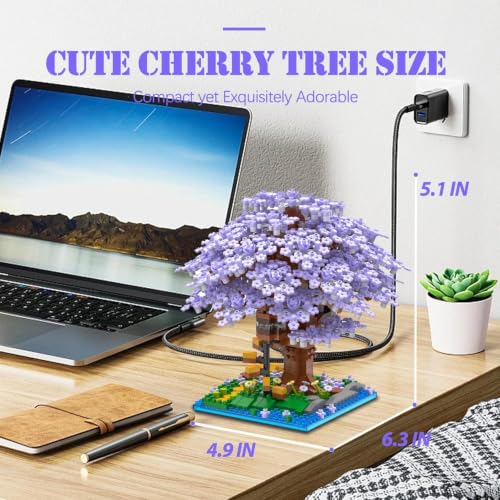Image of Purple Cherry Blossom Tree House Building Set, 1113+ PCS Japanese Sakura Mini Blocks for Ages 14+ | Kawaii Collectible Home Decor | 1 Year Manufacturing Warranty