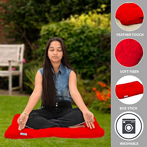 Image of NEXTGO Floor Seat Cushions Yoga Meditation Mat Pooja aasan Soft Extra Comfortable Feather Touch Last Long Upto Washable Material Size 24 x 30 Inch 2 x 2.5 Fit Color RED