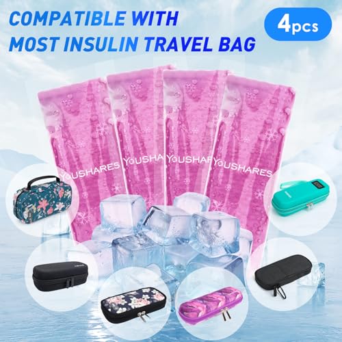 Image of YOUSHARES TSA Approved Ice Packs for Insulin Cooler Travel Case - Travel Ice Packs for Medications, Reusable Small Freezer Packs for Insulin Travel Case (4 Pcs, Purple)