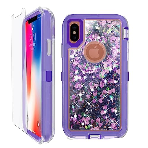 Coque iPhone X protecteur écran antichoc liquide paillettes robuste