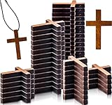 Heatoe 50 Pack Wooden Cross Pendants, Cross Keychain Cross Charm Wood Cross Necklace for Religious Party, DIY, Gift