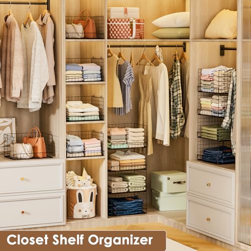 Image of Yociyoga 3-Tier Stackable Closet Organizers and Storage Shelves, Foldable Closet Shelf Organizer, Stackable Storage Bins Drawers for Closet Organizer System, Black(Patent No. 30022416)