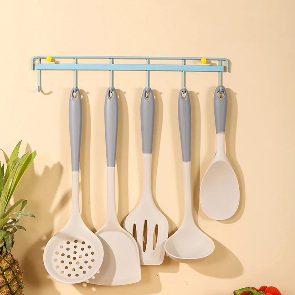 Juego de 5 piezas de utensilios de cocina especiales de silicona de doble color blanco leche gris