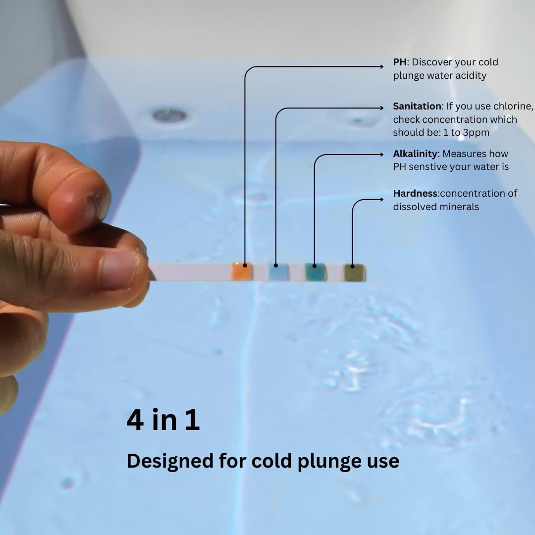 4-in-1 Cold Plunge Comprenhensive Water Quality Test Strips, Smart QR Code Testing, Measures Caplide Water-Cleaner Levels. 100 Test-Strips