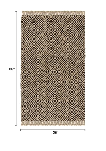 Tapete decorativo 3' x 5' hecho a mano en yute natural miniatura 2