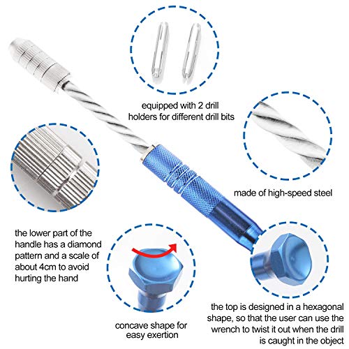 Pin Vise Hand Drill Bit Set,iBayx Micro Mini Twist Drills Set with Precision Hand Drill Rotary Tool,Twist Drills,Drill Holders and Bench Vice for Wood, Jewelry, Plastic Craft DIY Etc (0.8-3.0mm)