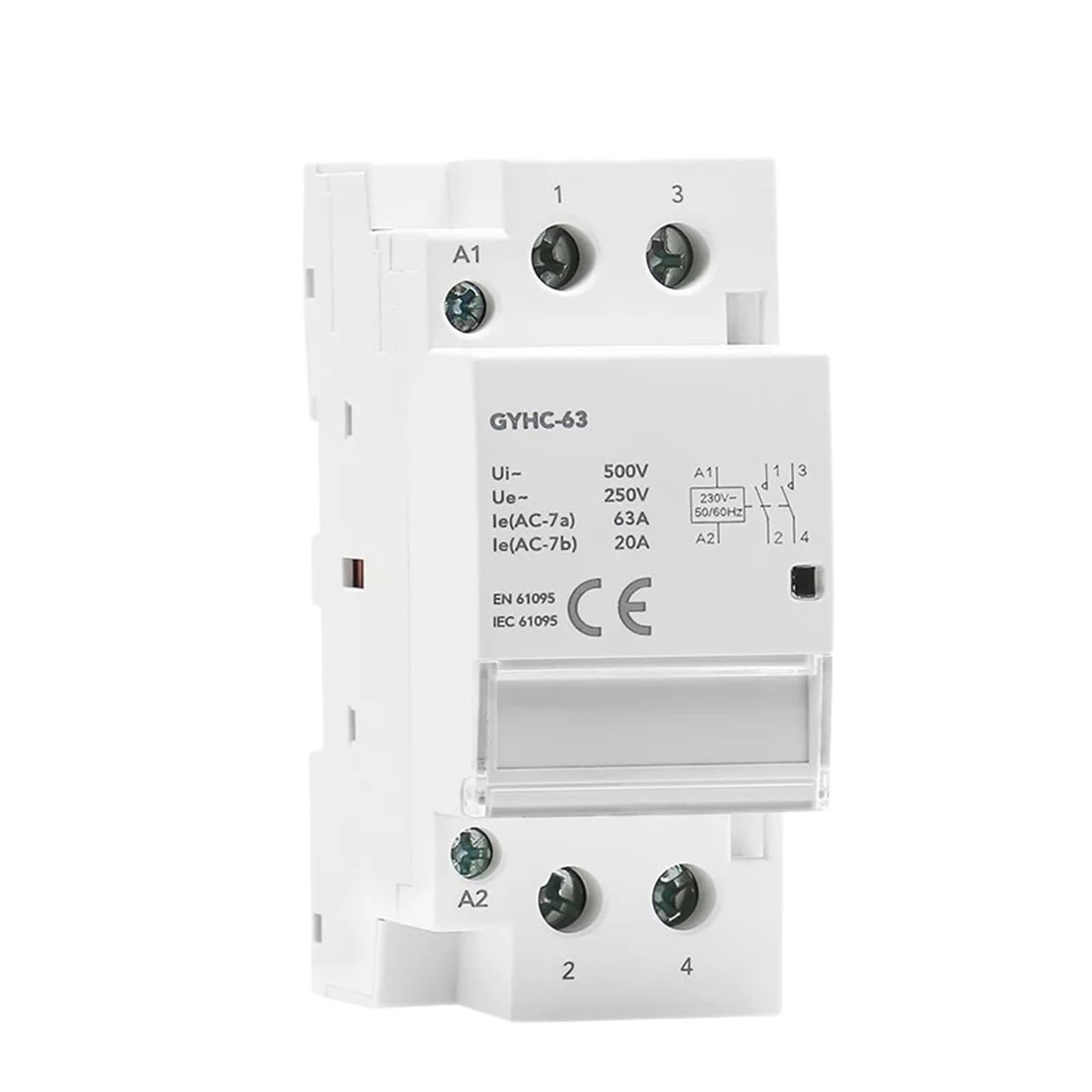 LEOTNNDQ 2P 40A 63A 2NO or 2NC or 1NO1NC Modular Contactor Rail AC220V 230V(2P 63A 2NC 220V)