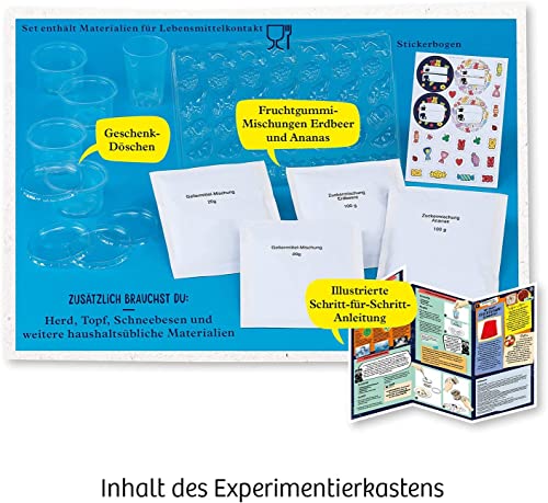 KOSMOS 658106 Fun Science - Fruchtgummi-Labor, vegane Süßigkeiten herstellen, Ostergeschenk, Verschiedene Geschmacksrichtungen und Formen, Gummi-Bonbons selber Machen, DIY-Set für Kinder 8-12 Jahre