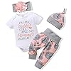 Renotemy Newborn Infant Baby Girl Clothes Summer Outfits Infant Romper Pants Cute Toddler Girl Clothes Gift Set