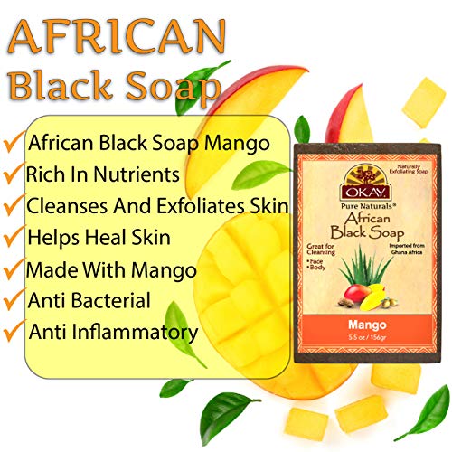 OKAY Pure Naturals AFRICAN BLACK SOAP MANGO 5.5oz / 156gr - Image 4