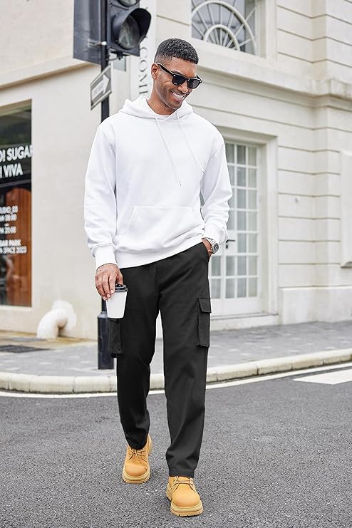 Image of CB-COLEBROOK Men Mid Rise Cargo || Cargo Pants Cotton || Relaxed Fit Elastic Waist || Loose Fit || Casual Pants || Cargos Pant with 7 Pockets (Cargo-48-54)