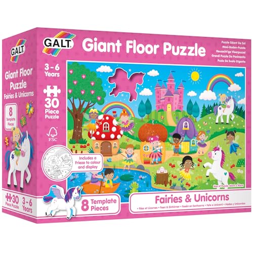 GALT Giant Floor Kids Jigsaw Puzzle Fairies and Unicorns 60 x 90 cm