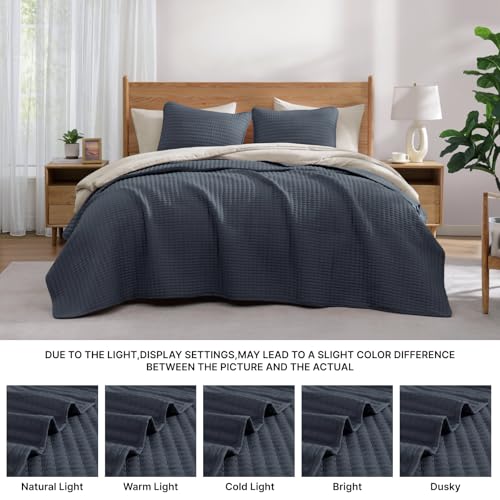 Queen Quilt-Lightweight Bedspreads Blue Grey Queen Size Quilt Bedding Set