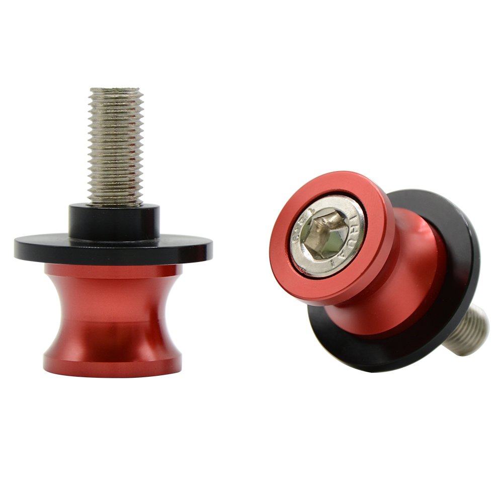 2pcs Nottolini M10 x 1,25 Universale Forcellone Appoggi per DUKE 125 200 390 RC 125 200 390 Z750 Z1000 Ninja 250R 650R ZX6R ZX10R ZX12R(Rosso)