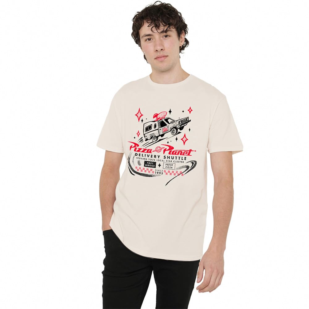 Disney Men's Beige Toy Story Pizza Planet Delivery T-Shirt Natural in Size 2XL, Sports Direct