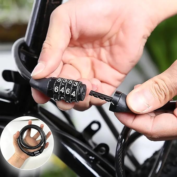 PRO365 Premium Anti-Theft 4 Digit Fixed Combination Cycle Lock | 1 Year Warranty | 12 MM Steel Cable with PVC Coating | Universal Lock Code Provided | Bicycle, Helmet, Luggage & More 4