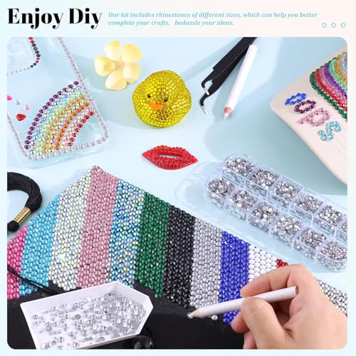 Image of 6100Pcs Resin Rhinestones for Bedazzling with 2Pcs 10ml B7000 Jewelry Glue, 1 Box Flatback Crystals Diamond (Golden Yellow) for Crafting Crafts, Gems for Clothing Shoes Tumblers Nail Art