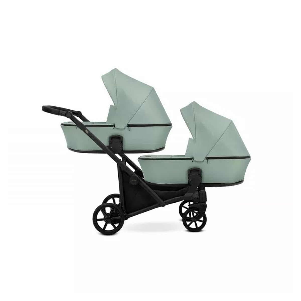 Kunert BRAV DUO Cochecito Gemelar 2 en 1 + Accesorios: Confort, Seguridad, Práctica, Diseño Elegante y Funcional, Versátil, Marco Aluminio (Menta/Marco Negro)