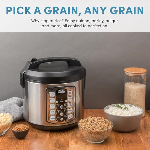 Image of Aroma Housewares Professional Plus ARC-5000SB 20 Cup (Cooked) Digital Rice Cooker, Food Steamer, Slow Cooker, Stainless Exterior /Nonstick Pot, Silver, Black, 10-cup uncooked /20-cup cooked /4QT