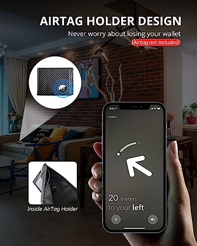 YESIIW Apple Airtag Wallet Men Slim: Air Tag Wallet with Airtag Holder, RFID Blocking, Bifold, Front Pocket, Minimalist Card Wallet, Carbon Fiber Wallet3