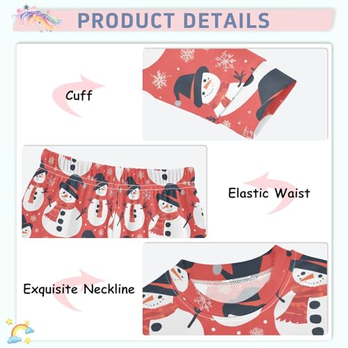 Fustylead Christmas Snowman Wear Hat and Snowflakes Long Sleeve Top and Matching Bottom Cotton Pajama Sets4
