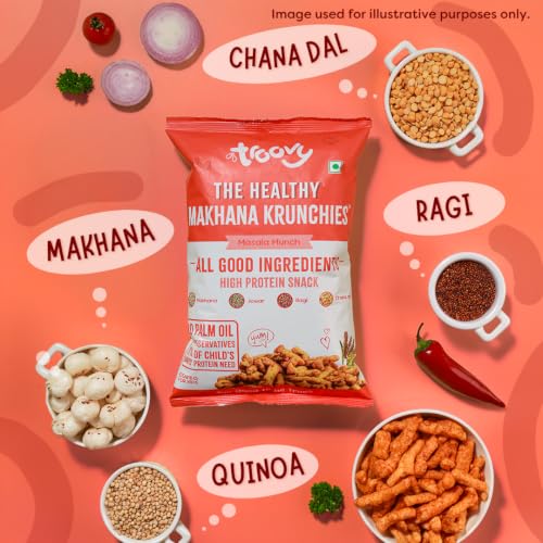 Image of Troovy Healthy Makhana Krunchies (Pack of 3)| Natural Ingredients, Made with Makhana, Jowar, Chana Dal, Soy Protein, Ragi & Quinoa | Baked Snacks | 70gm x 3