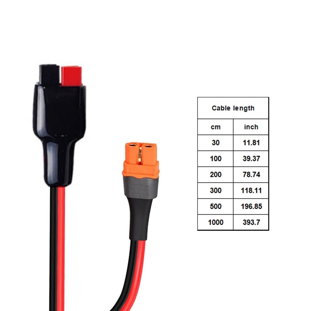 Podróżny 30A Andson Port do XT60IF Żeński kabel złącza 12AWG do zastosowań baterii i energii słonecznej