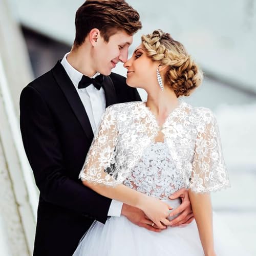 Campsis Wedding Shawls Flower Lace Dress Cover Up Embroider Bride Bolero for Women4