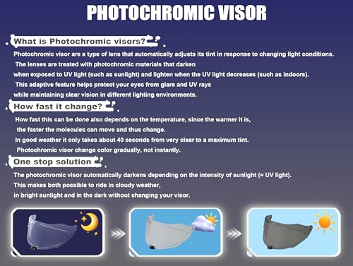 ANSUNDA CNS-2 Helmet Visor for Hornet X2,UV Protection Motorcycle Helmet Face Shield Compatible with Hornet X2,Hornet ADV (Photochromic Clear/Deep Black)