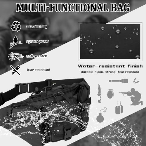 Image of HOMAXA Tactical Waist Bag, Waterproof Sports Waist Molle Bum Bag Fishing Bag Messenger Bag for Outdoor Hiking Hunting Trekking (Black)