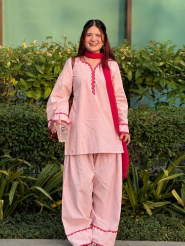 Image of ANNI Designer Cora Cotton Farshi Salwar Suit for Women | Farsi Style Kurti | Farasi Kurta with Dupatta | Parsi Ethnic Dress | Indian Office Party Traditional Clothing Fashion Wear