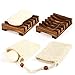 Produktbild 2 Stück Seifenschale Holz Dusche, Seifensäckchen Bio Natürliche Bambus Seifenkiste Handarbeit Seifenhalter Seifenablage Seifen Box Seifen Halter, Seifenbeutel Sisal für Seife Bad Dusche