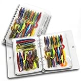 LemonSecret Fishing Bait Bags Fishing Tackle Binder Bags Worm Wallet with 20 Clear Pockets Waterproof Soft Plastic Bait Storage for Baits, Lure, Lines, Rigs