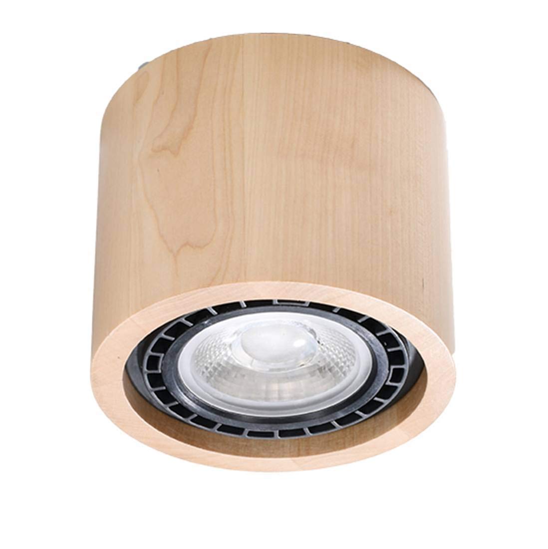 Plafonnier géométrique minimaliste SOLLUX en bois naturel pour ampoule LED - 8