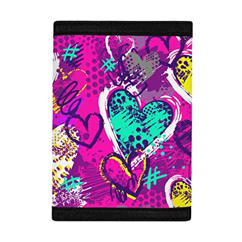 Nayinlan Girls Graffiti Love Trifold Purse Kids Small Travel Wallets Card Holder Wallet Coin Storage Pouch,Graffiti Love #TOP2