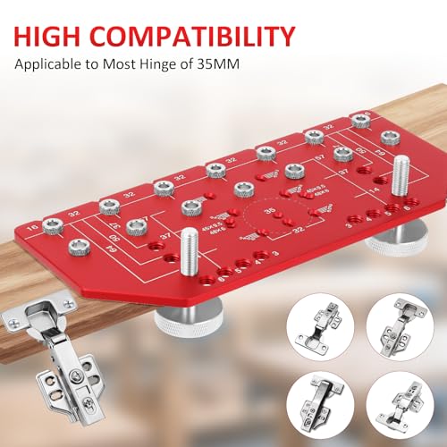 2-in-1 Regalbodenträger Bohrlehre und Topfband-Bohrschablone – Aluminium-Bohrschablone für den Möbelbau – Regalträger-Bohrlehre mit 0,64 cm und 5-mm-Bohrern – Topfband-Bohrlehres für Schranktüren